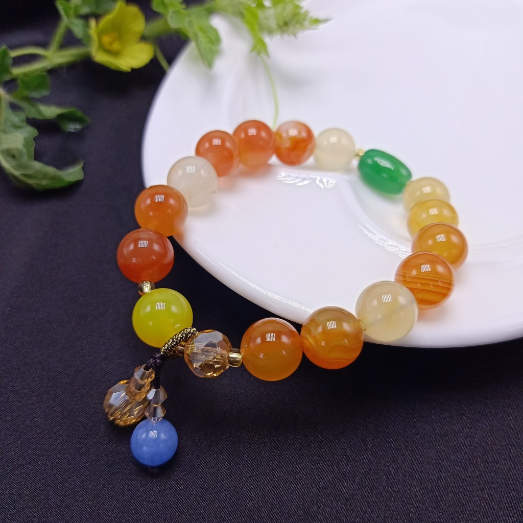 10mm Peacock Agate Bracelet Female Red Agate Bracelet Jewelry Hand Jewelry Girlfriend Gifts Online Live Supply
