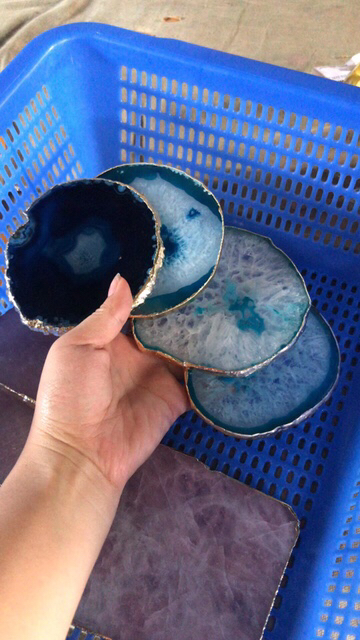 Natural Agate Slices Pad Coffee Cup and Tea Cup Are OK Natural Agate Slices Pad Coffee Cup and Tea Cup Are OK