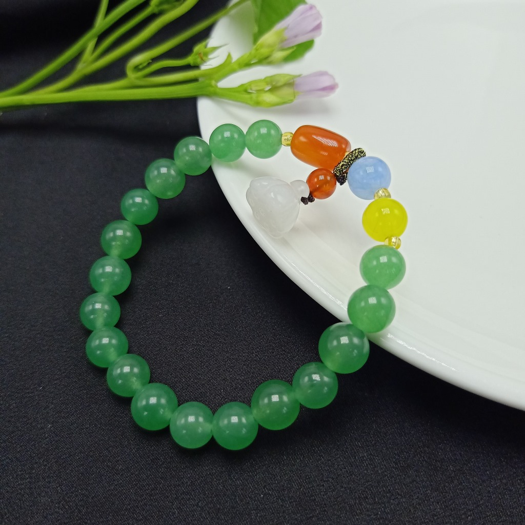 New Peacock Agate Aventurine Bracelet Hanging Chalcedony Lotus Seedpod Pendant Bracelet Bracelet Simple Girlfriend Gifts Jewelry