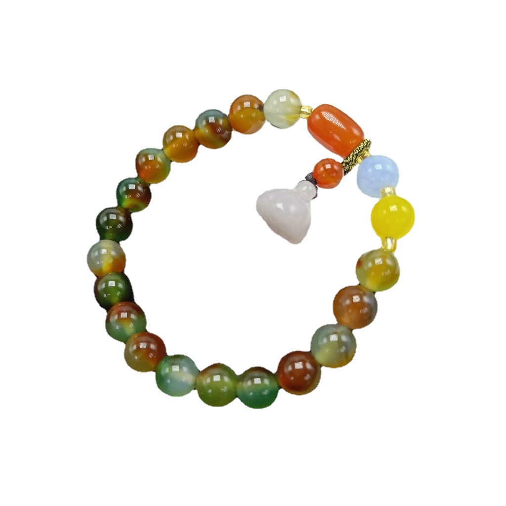 New Peacock Agate Aventurine Bracelet Hanging Chalcedony Lotus Seedpod Pendant Bracelet Bracelet Simple Girlfriend Gifts Jewelry