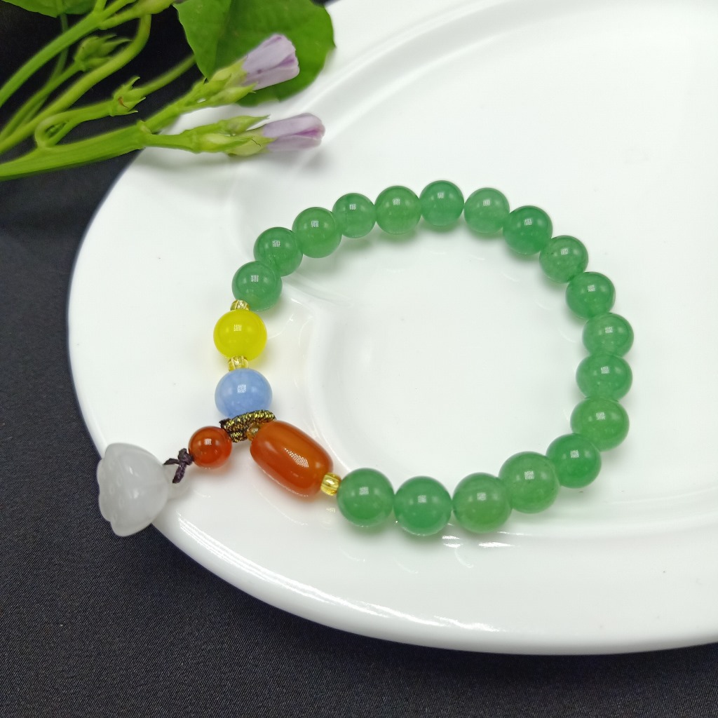 New Peacock Agate Aventurine Bracelet Hanging Chalcedony Lotus Seedpod Pendant Bracelet Bracelet Simple Girlfriend Gifts Jewelry