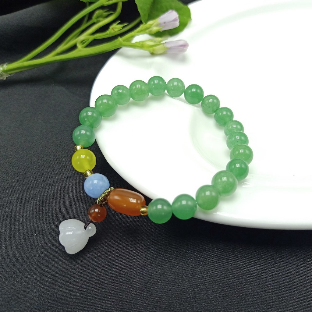 New Peacock Agate Aventurine Bracelet Hanging Chalcedony Lotus Seedpod Pendant Bracelet Bracelet Simple Girlfriend Gifts Jewelry