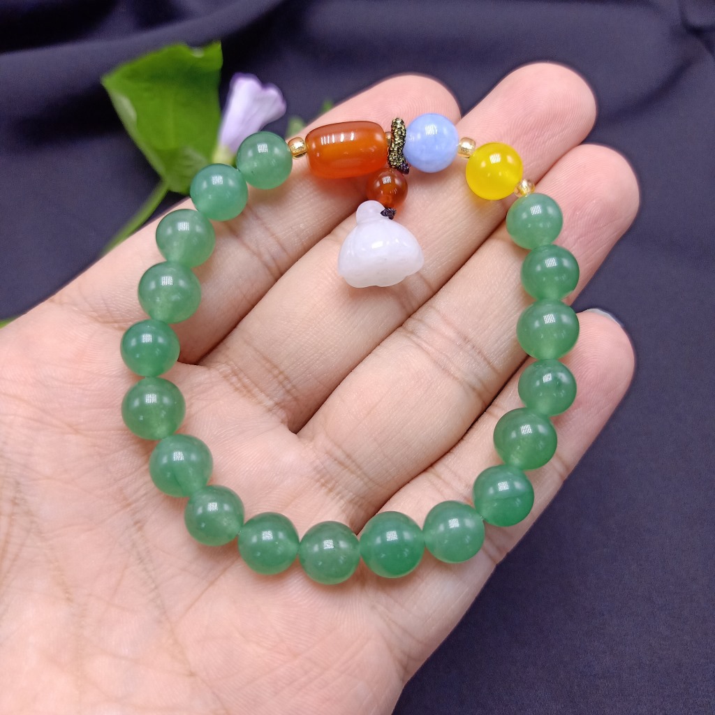 New Peacock Agate Aventurine Bracelet Hanging Chalcedony Lotus Seedpod Pendant Bracelet Bracelet Simple Girlfriend Gifts Jewelry