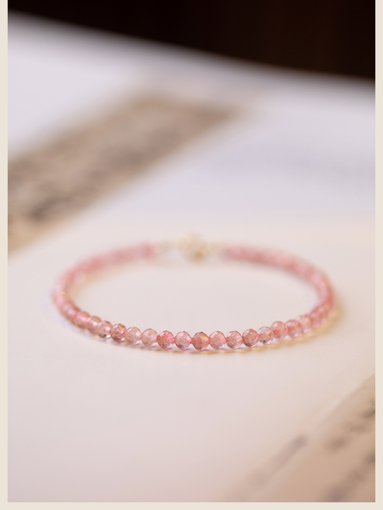 3mm Strawberry Quartz Bracelet Women's Pink Crystal Bracelet Women's Ultra-Fine Attracting Male Crystal Bracelet Gifts for Girlfriend Bracelet 3mm Strawberry Quartz Bracelet Women's Pink Crystal Bracelet Women's Ultra-Fine Attracting Male Crystal Bracelet Gifts for Girlfriend Bracelet