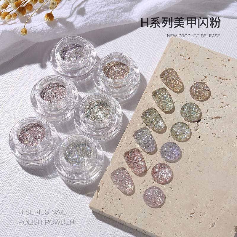 Feishi 2021 New Korean Upgraded Version Nail Beauty Crystal Diamond in the Debris Pink Glitter Magic Color Highlight Powder Polarized Pink