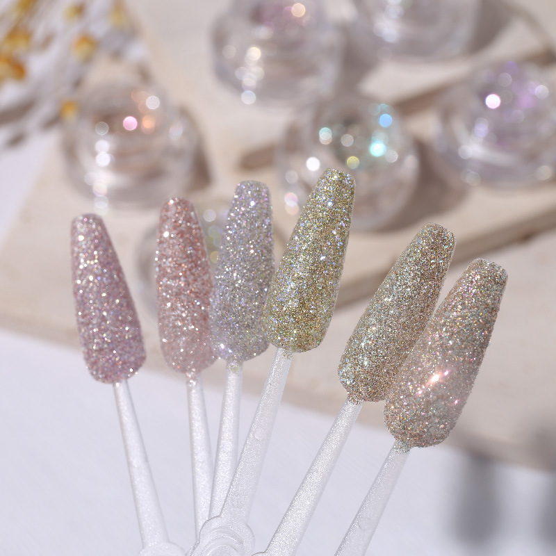 Feishi 2021 New Korean Upgraded Version Nail Beauty Crystal Diamond in the Debris Pink Glitter Magic Color Highlight Powder Polarized Pink