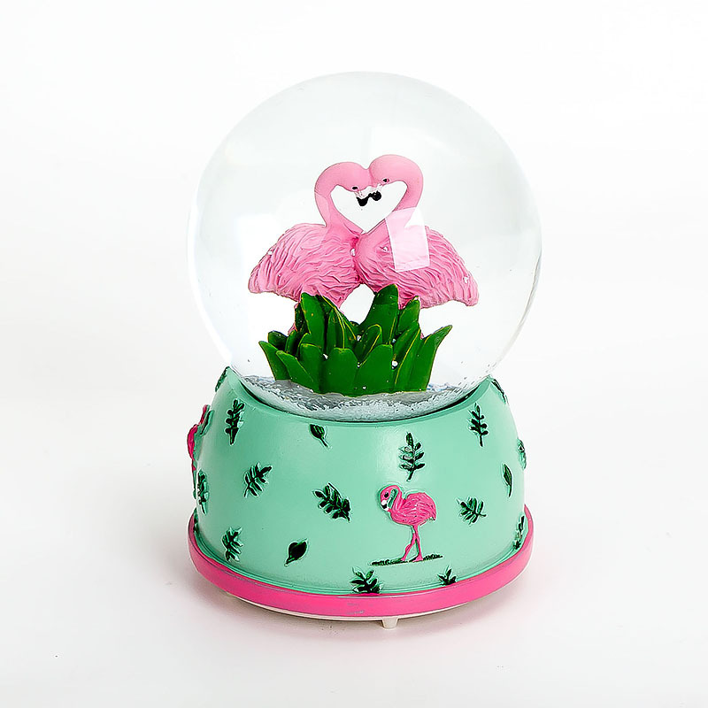 80mm flamingo resin gift crystal ball with lights music box pink holiday gift series snowflake ball 80mm flamingo resin gift crystal ball with lights music box pink holiday gift series snowflake ball