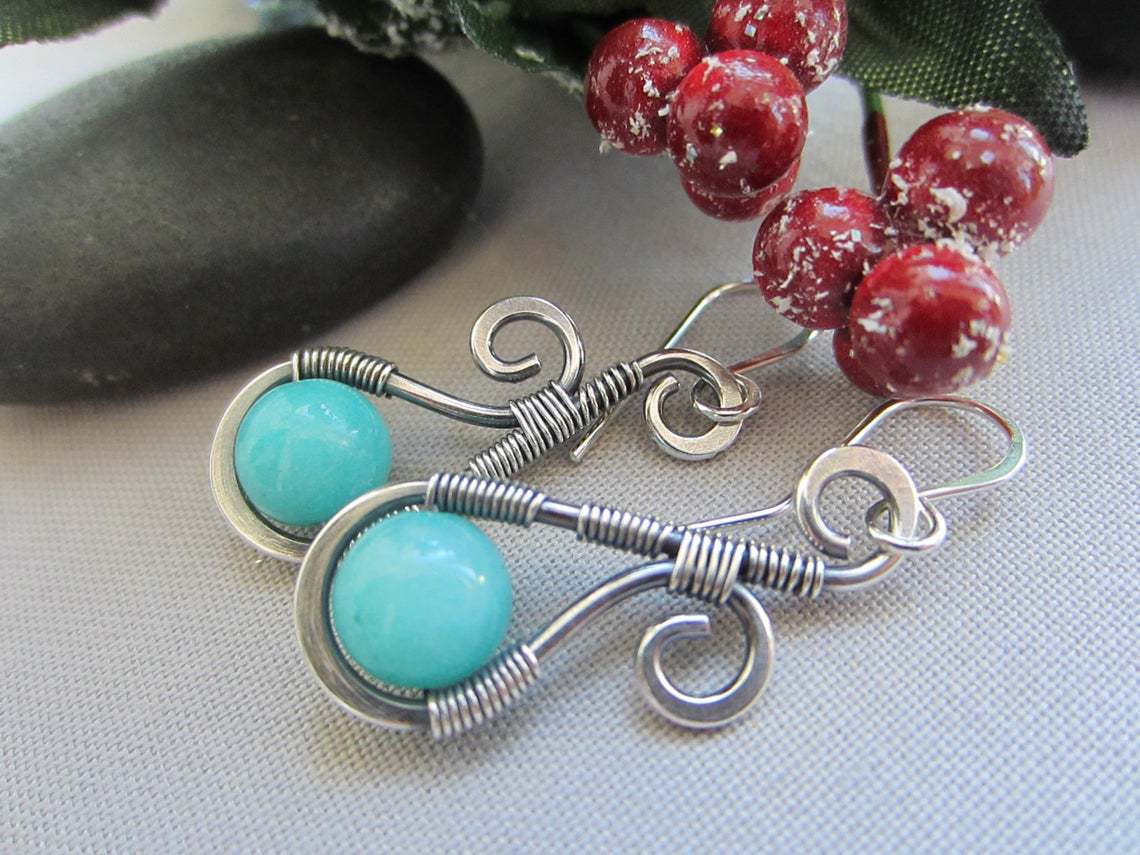 Rong Yuomei New Artisan Creative Amazon Bluestone Earrings Vintage Silver String Pink Crystal Natural Stone Earrings