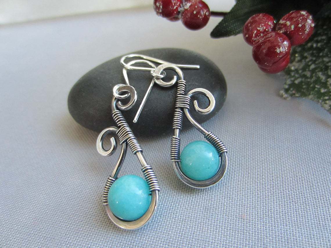 Rong Yuomei New Artisan Creative Amazon Bluestone Earrings Vintage Silver String Pink Crystal Natural Stone Earrings