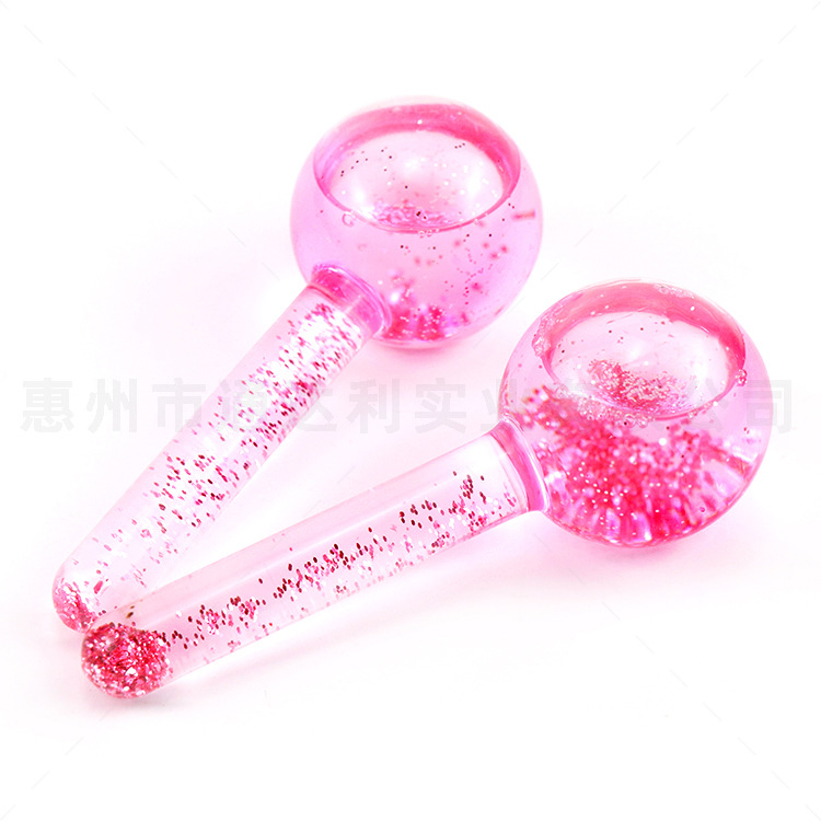 Spot Amazon Ice Hockey Beauty Ball Pink Crystal Ice Hockey Ice Therapy Facial Massage Glass Beauty Ball Ice Wave Ball