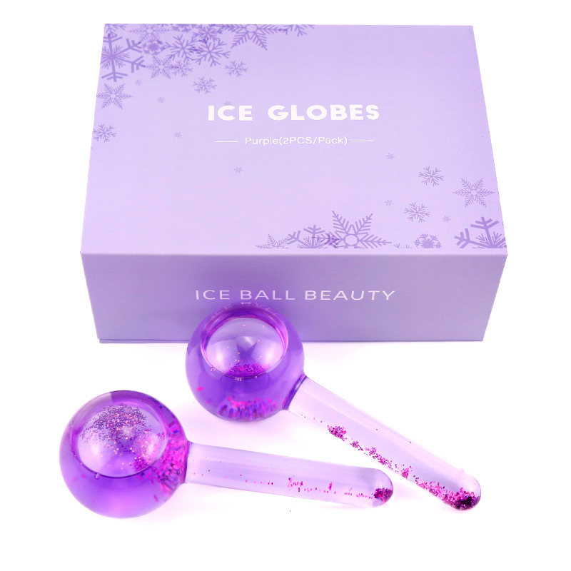 Spot Amazon Ice Hockey Beauty Ball Pink Crystal Ice Hockey Ice Therapy Facial Massage Glass Beauty Ball Ice Wave Ball