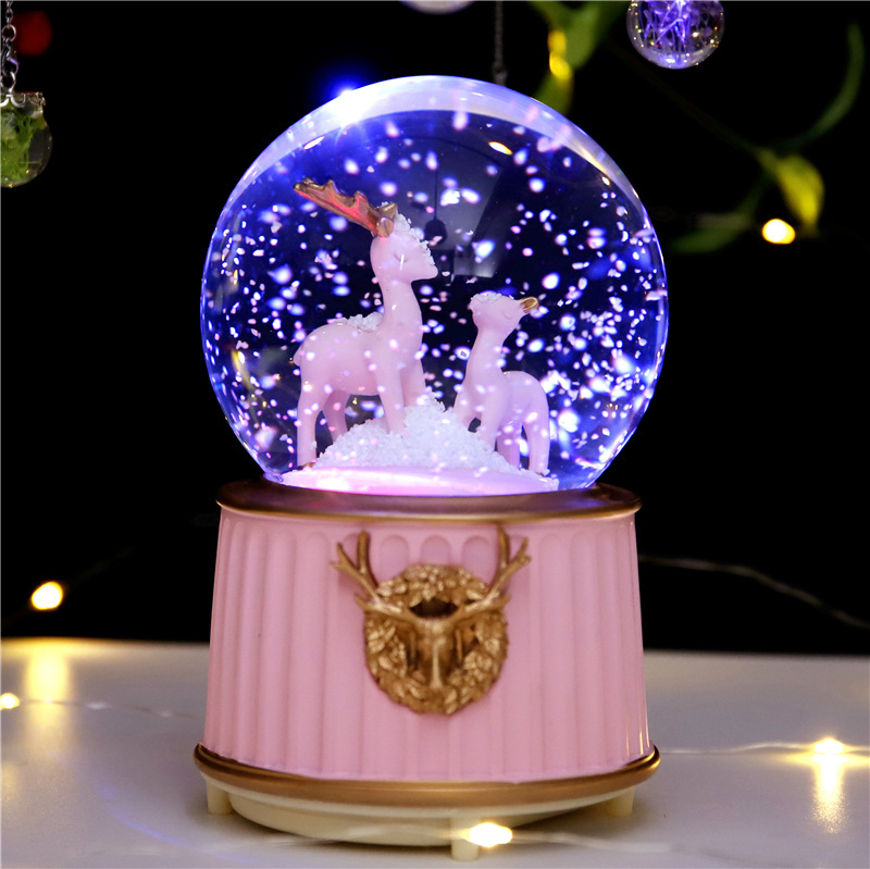 One Deer Has You Crystal Ball Rotating Music Box Music Box Pink Deer Ornaments Girl's Room Decorations One Deer Has You Crystal Ball Rotating Music Box Music Box Pink Deer Ornaments Girl's Room Decorations