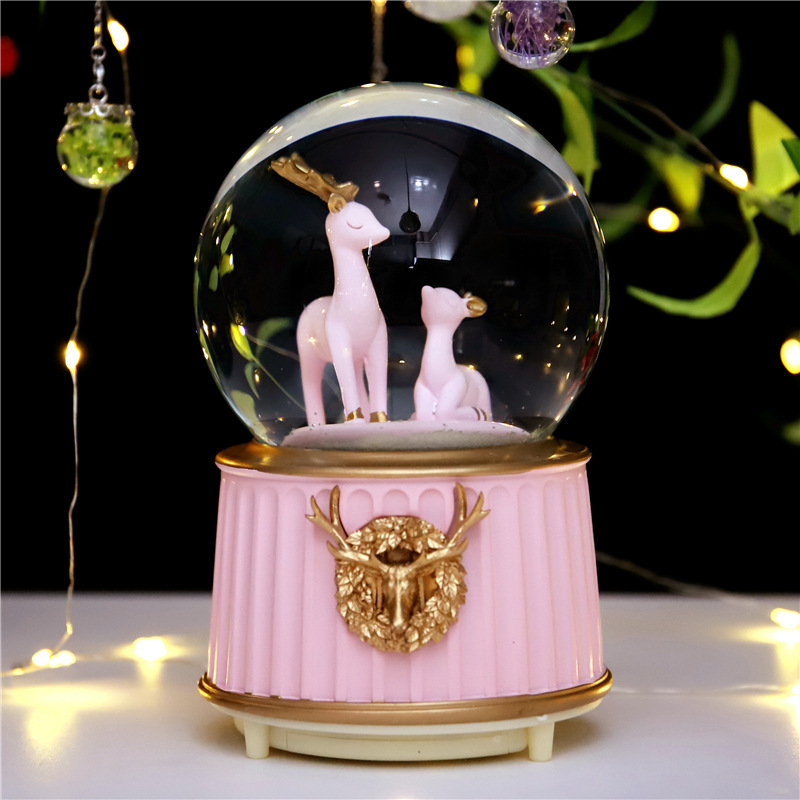 One Deer Has You Crystal Ball Rotating Music Box Music Box Pink Deer Ornaments Girl's Room Decorations One Deer Has You Crystal Ball Rotating Music Box Music Box Pink Deer Ornaments Girl's Room Decorations