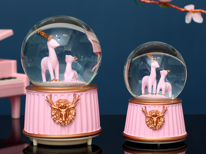 One Deer Has You Crystal Ball Rotating Music Box Music Box Pink Deer Ornaments Girl's Room Decorations One Deer Has You Crystal Ball Rotating Music Box Music Box Pink Deer Ornaments Girl's Room Decorations