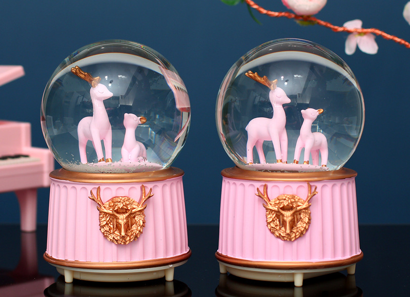 One Deer Has You Crystal Ball Rotating Music Box Music Box Pink Deer Ornaments Girl's Room Decorations One Deer Has You Crystal Ball Rotating Music Box Music Box Pink Deer Ornaments Girl's Room Decorations