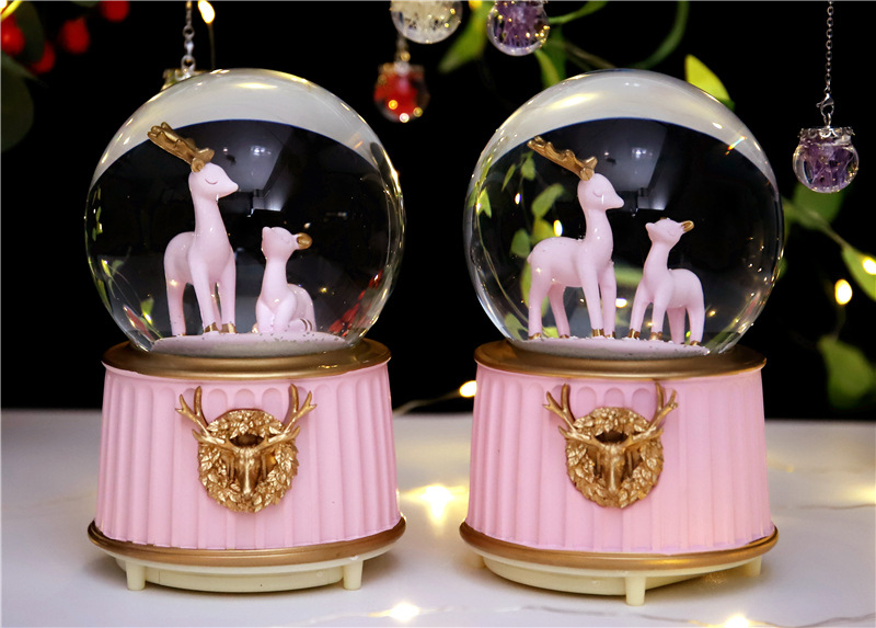 One Deer Has You Crystal Ball Rotating Music Box Music Box Pink Deer Ornaments Girl's Room Decorations One Deer Has You Crystal Ball Rotating Music Box Music Box Pink Deer Ornaments Girl's Room Decorations