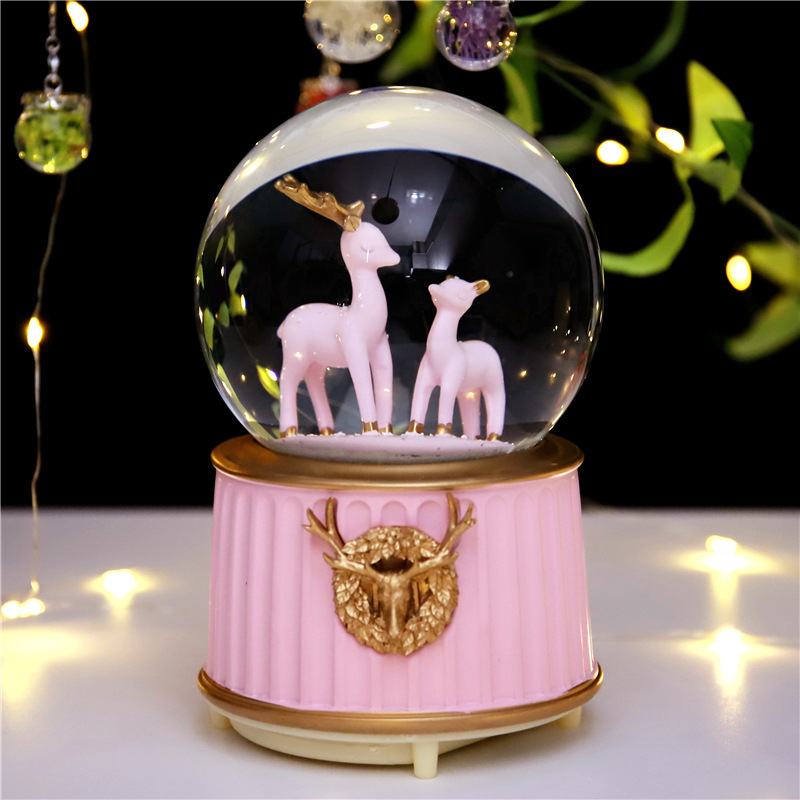 One Deer Has You Crystal Ball Rotating Music Box Music Box Pink Deer Ornaments Girl's Room Decorations One Deer Has You Crystal Ball Rotating Music Box Music Box Pink Deer Ornaments Girl's Room Decorations