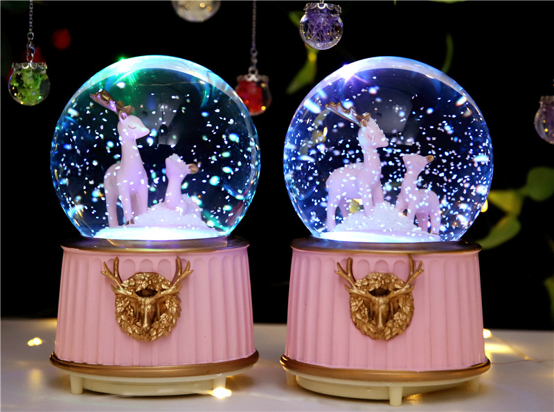 One Deer Has You Crystal Ball Rotating Music Box Music Box Pink Deer Ornaments Girl's Room Decorations One Deer Has You Crystal Ball Rotating Music Box Music Box Pink Deer Ornaments Girl's Room Decorations