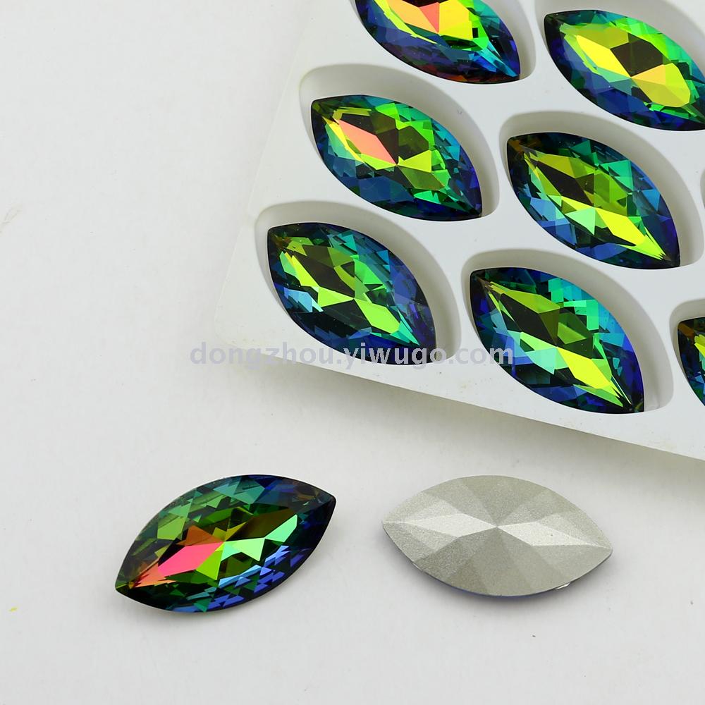 Deep pink horse eye-tip shaped diamond crystal flower jewelry accessories shoe - bag accessories