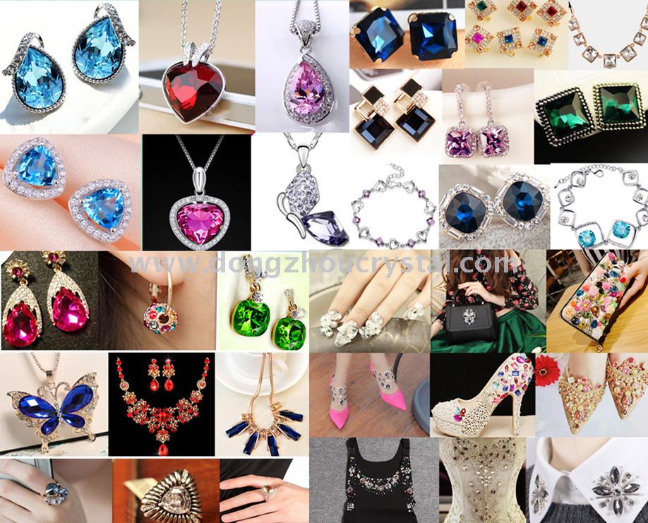 Deep pink horse eye-tip shaped diamond crystal flower jewelry accessories shoe - bag accessories