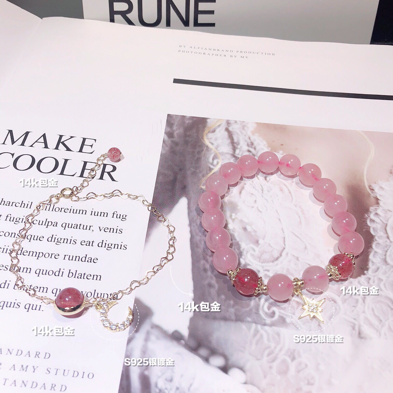 Weiyi Strawberry Quartz Pink Crystal Lucky Xingyue Bracelet Female Attracting Male Valentine&#039;s Day Gift Girlfriends Birthday Gift