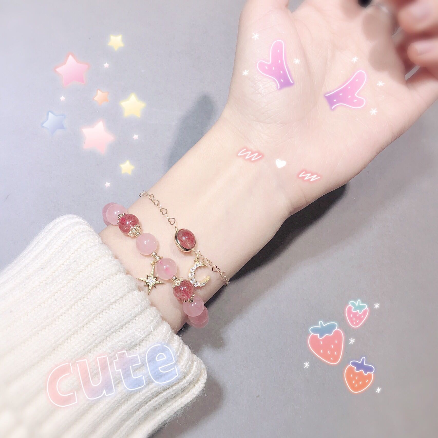 Weiyi Strawberry Quartz Pink Crystal Lucky Xingyue Bracelet Female Attracting Male Valentine's Day Gift Girlfriends Birthday Gift Weiyi Strawberry Quartz Pink Crystal Lucky Xingyue Bracelet Female Attracting Male Valentine's Day Gift Girlfriends Birthday Gift