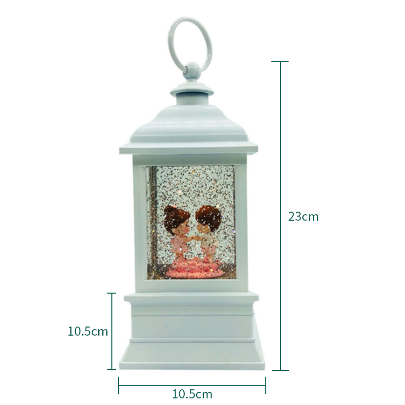 Cartoon Couple Villain Pink Unicorn Portable Water Storm Lantern Snowflake Crystal Lamp Valentine&#039;s Day Gift Decoration