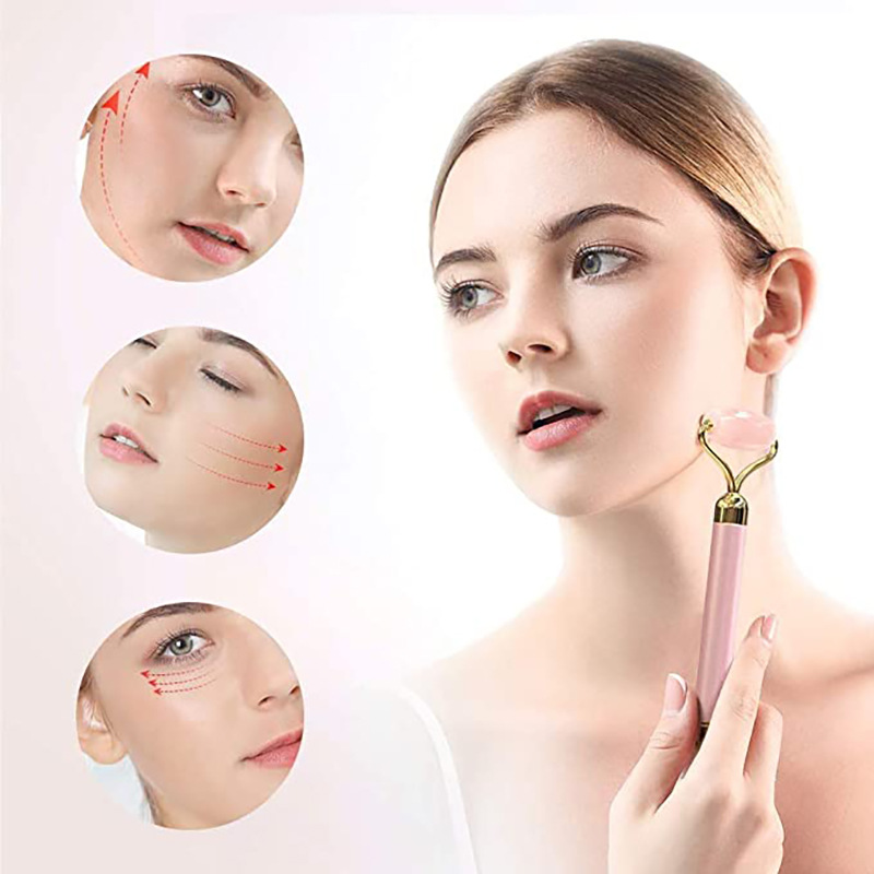 Beauty Instrument Facial Massager Electric ThreeinOne Natural Pink Crystal Jade Roller Beauty Bar Lifting Stick Whole