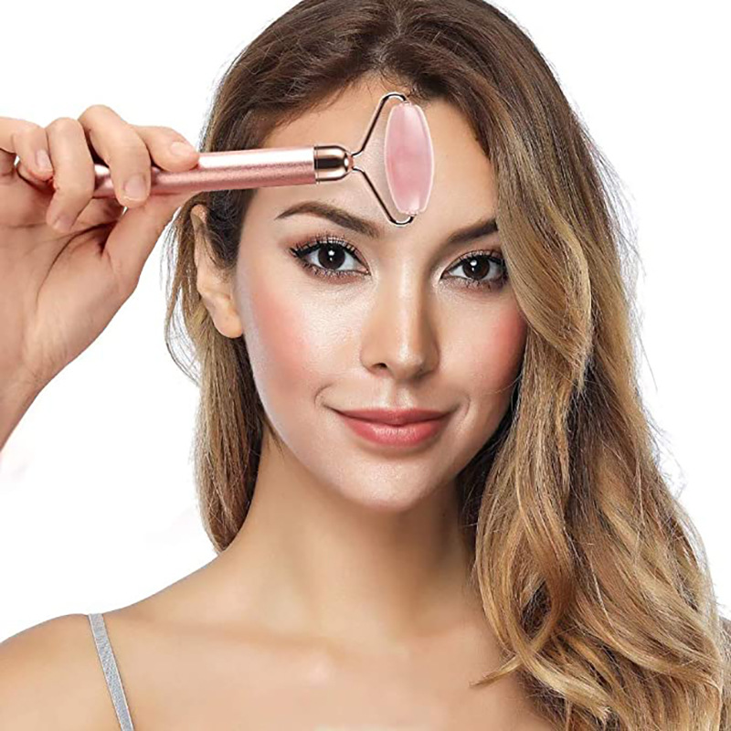 Beauty Instrument Facial Massager Electric ThreeinOne Natural Pink Crystal Jade Roller Beauty Bar Lifting Stick Whole