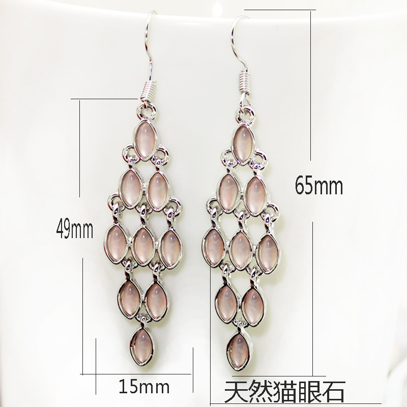 Rongyu 2019 New Korean Style Creative Pink Crystal Long Earrings Women's European and American Fashion Crystal Blue High-End Ear Rings