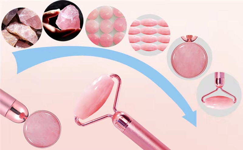 Gold Stick Natural Pink Crystal Jade Lifting Shrink Pores Facial Electric Beauty Bar Massager Beauty Instrument in Stock