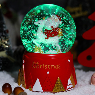 Factory New Style Pink Santa Claus Crystal Ball Snow Send Girlfriend Music Box Christmas Gift Decoration Wholesale