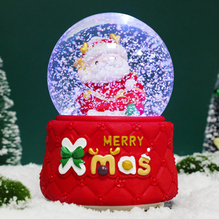 Factory New Style Pink Santa Claus Crystal Ball Snow Send Girlfriend Music Box Christmas Gift Decoration Wholesale