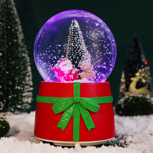 Factory New Style Pink Santa Claus Crystal Ball Snow Send Girlfriend Music Box Christmas Gift Decoration Wholesale