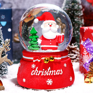 Factory New Style Pink Santa Claus Crystal Ball Snow Send Girlfriend Music Box Christmas Gift Decoration Wholesale