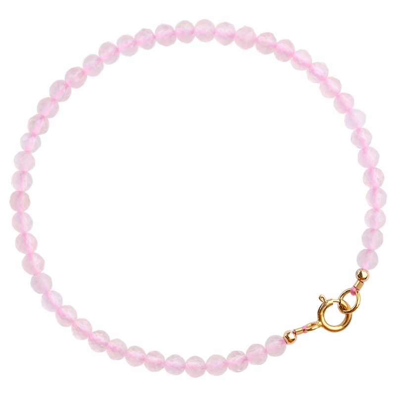 3mm Very Fine Pink Crystal Bracelet Women&#039;s Attracting Male Design Natural Girl Heart Bracelet Ins Retro Style Bracelet