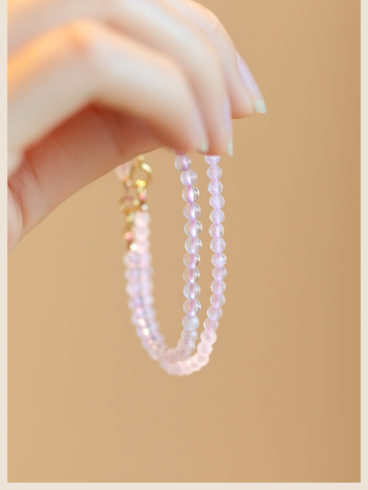 3mm Very Fine Pink Crystal Bracelet Women's Attracting Male Design Natural Girl Heart Bracelet Ins Retro Style Bracelet