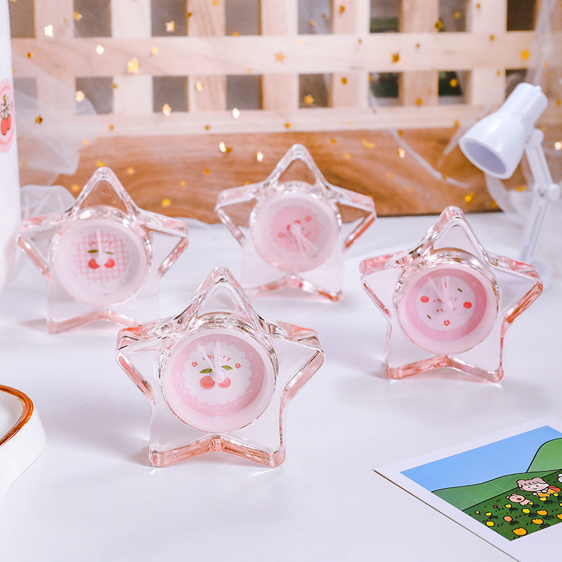 Pink Girl Heart Cute Crystal Transparent Ultra-Quiet Clock Student Alarm Bedroom Multi-Functional Creative Large Volume