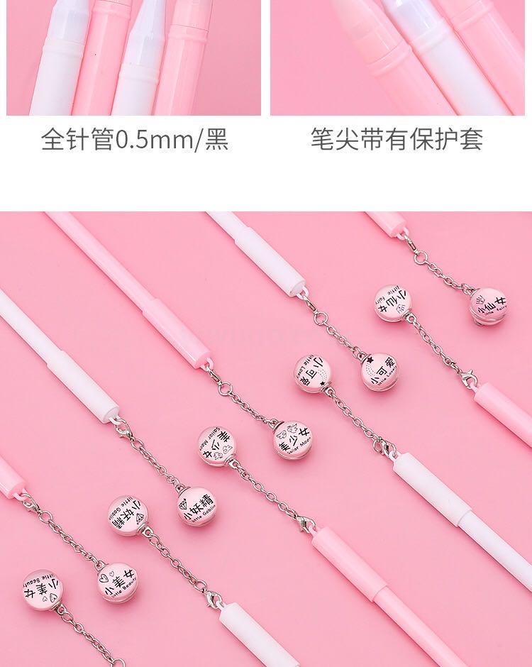 Creative Wholesale Fairy Pendant Gel Pen Pink Crystal Ball Pendant Ball Pen Black Student Stationery Wholesale