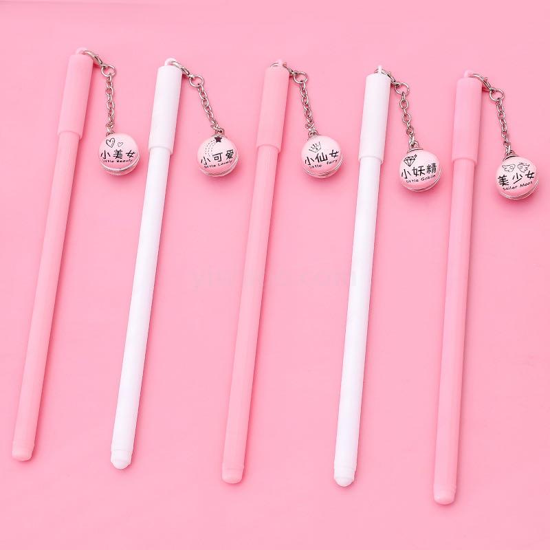 Creative Wholesale Fairy Pendant Gel Pen Pink Crystal Ball Pendant Ball Pen Black Student Stationery Wholesale