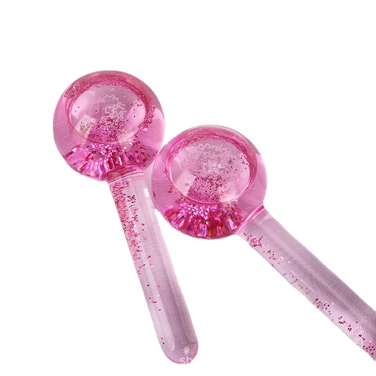 New Amazon Ice Hockey Beauty Ball Pink Crystal Ice Hockey Ice Therapy Facial Massage Glass Beauty Ball Ice Wave Ball
