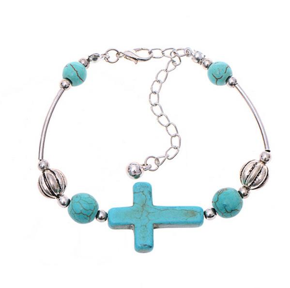 Natural stone jewelry, turquoise, colored agate, white crystal, tiger eye beads alloy bracelet with pendant Natural stone jewelry, turquoise, colored agate, white crystal, tiger eye beads alloy bracelet with pendant