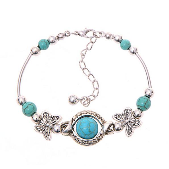 Natural stone jewelry, turquoise, colored agate, white crystal, tiger eye beads alloy bracelet with pendant Natural stone jewelry, turquoise, colored agate, white crystal, tiger eye beads alloy bracelet with pendant