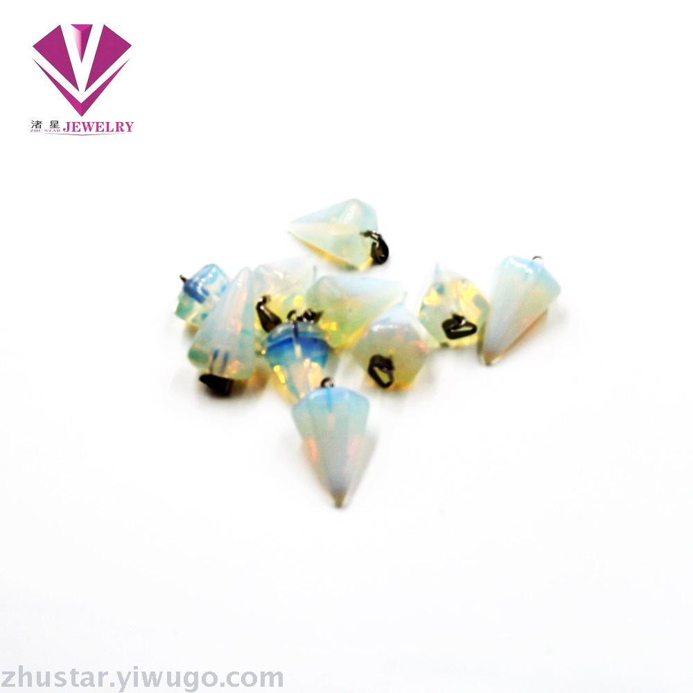 Natural stone opal hexagon pendant, agate, pink crystal, amethyst, tiger eye stone, pine stone, coral