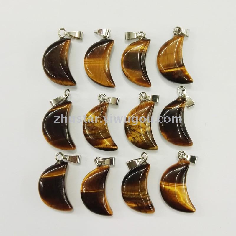Natural stone, crystal, amethyst, agate, opal, tiger eye stone pendant.