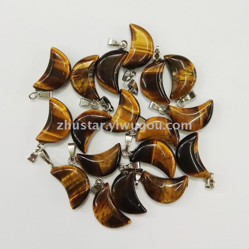Natural stone, crystal, amethyst, agate, opal, tiger eye stone pendant.