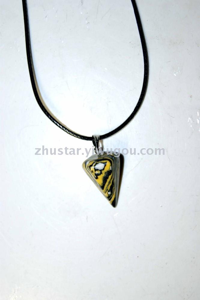 Natural stone, crystal, amethyst, agate, opal, tiger eye stone, hexagon cone pendant.