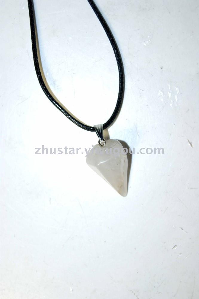 Natural stone, crystal, amethyst, agate, opal, tiger eye stone, hexagon cone pendant.