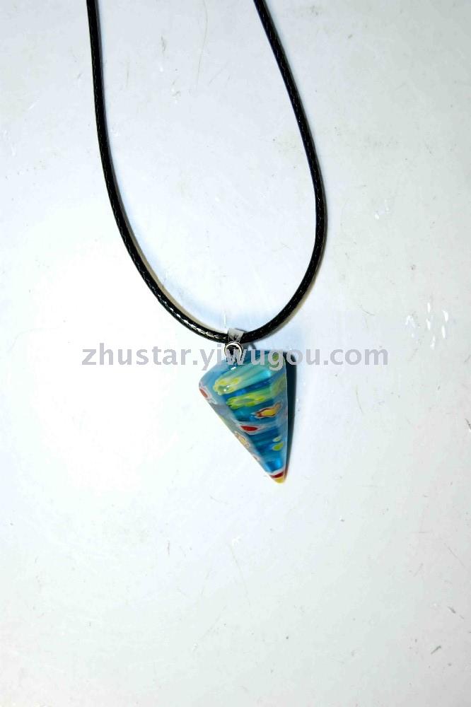 Natural stone, crystal, amethyst, agate, opal, tiger eye stone, hexagon cone pendant.