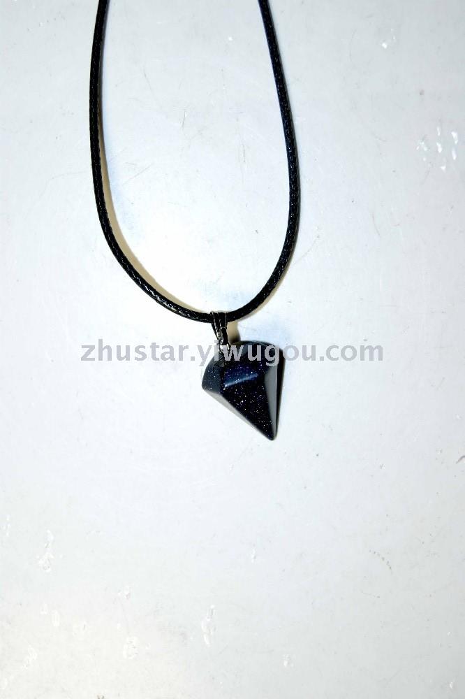 Natural stone, crystal, amethyst, agate, opal, tiger eye stone, hexagon cone pendant.